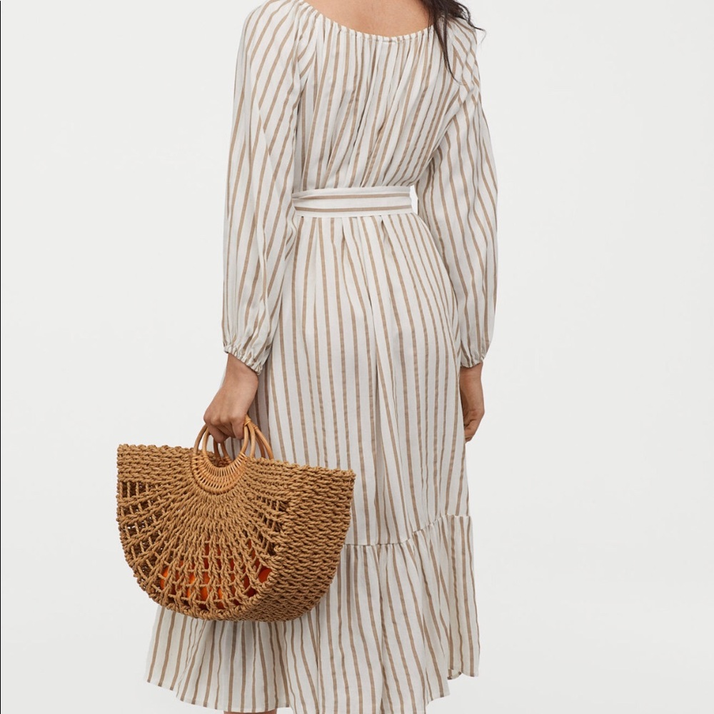 H&M Long Stripe Maxi Dress with Tie Belt